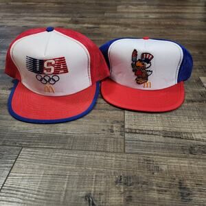 2 Vintage 1984 Olympic McDonald's caps Snap back mesh cb